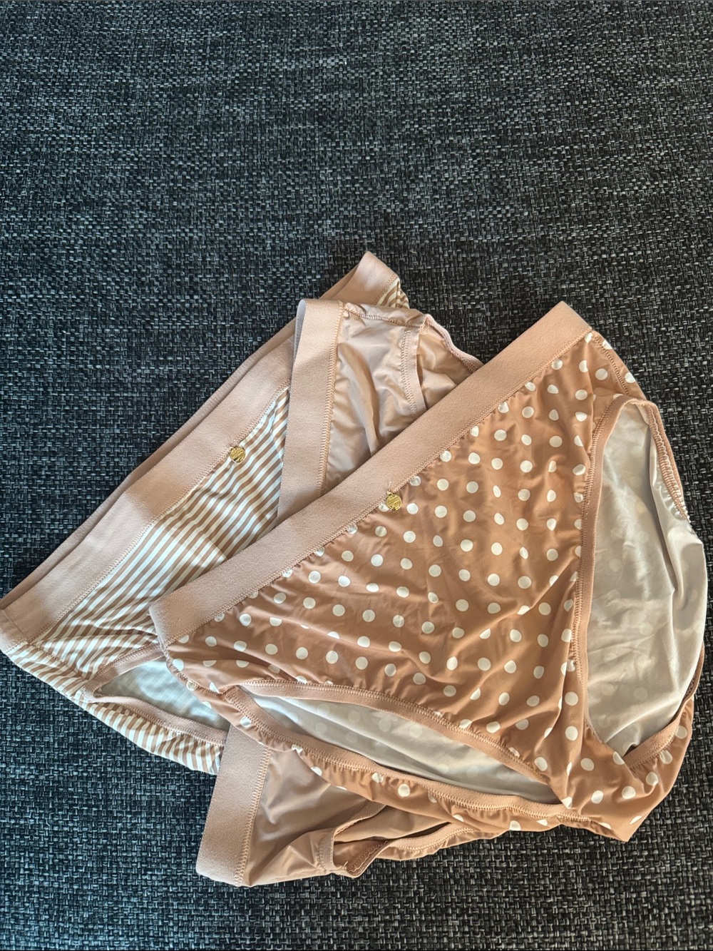Pearl by Venus Polka Dot Nude/Blush Bikini Brief with Gold Charm